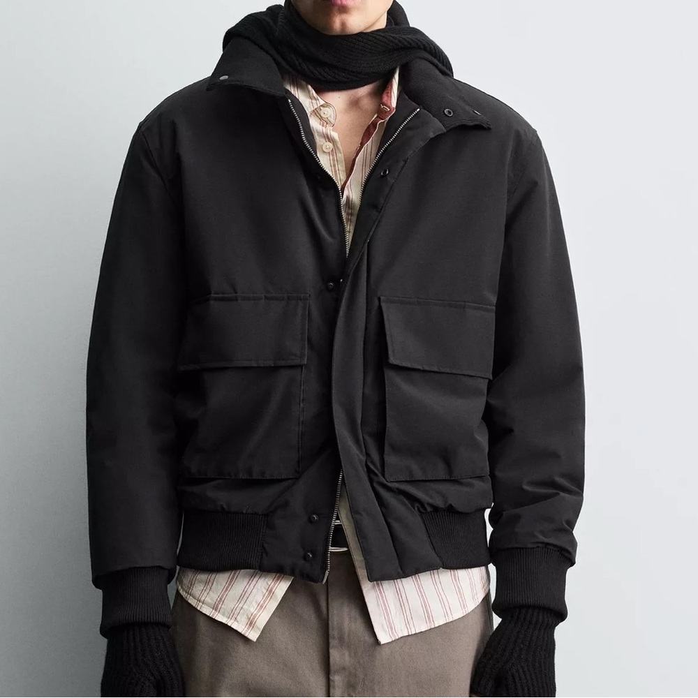 Zara Black Bomber Jacket